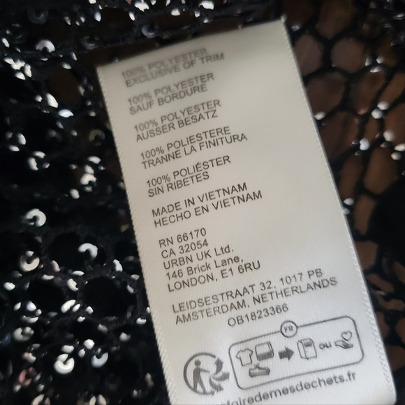 Free People Women's Sparks Fly Sheer Sequin Black Long Sleeves Top Size XS - Picture 11 of 14